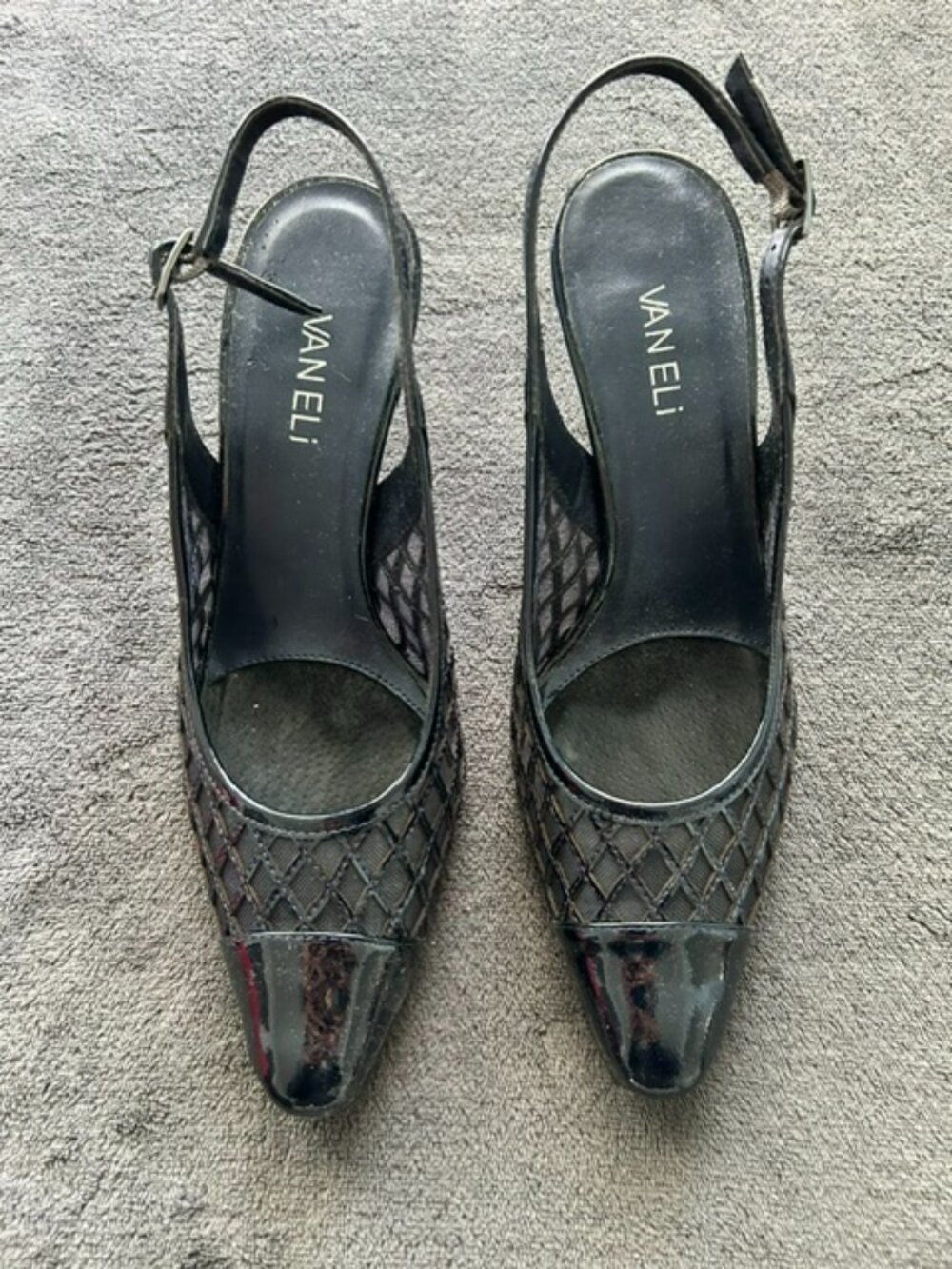Women's Vaneli Madala Navy Mesh & Patent Leather Slingback Pumps, Size 8M